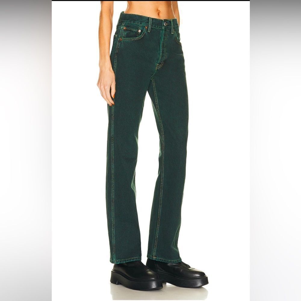 NWT RE/DONE 90's High Rise Loose STRAIGHT Leg Jeans in Evergreen Dipped - Picture 4 of 7